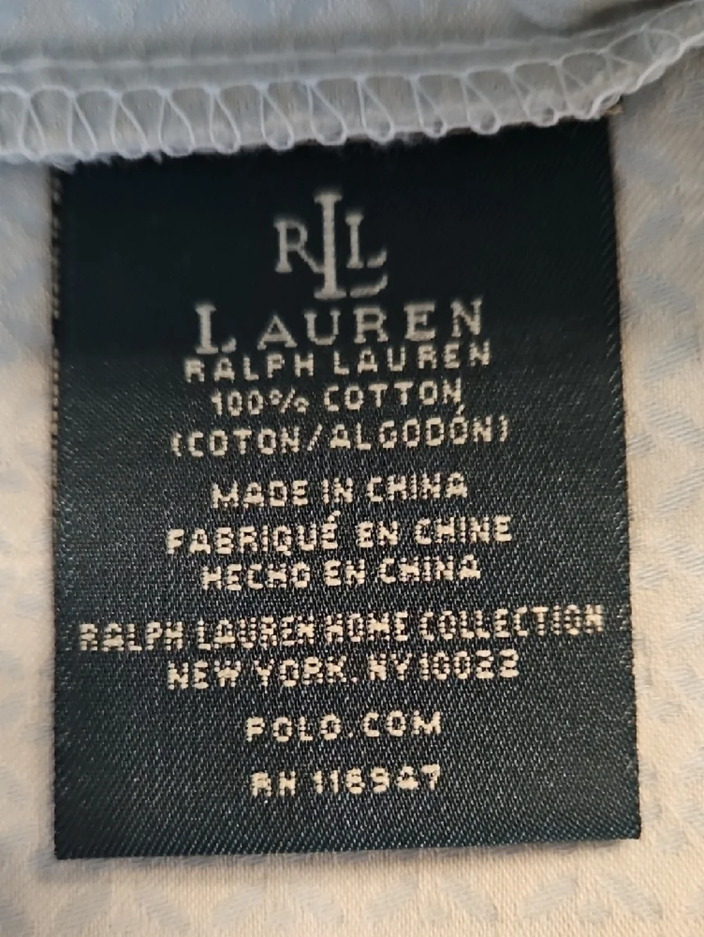Ralph Lauren Blue Sage Woven Ruffle Hem Cotton Standard Pillowcase Set